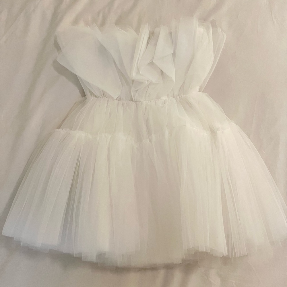 Untamed Petals Millie Mini Gown White Tulle Dress